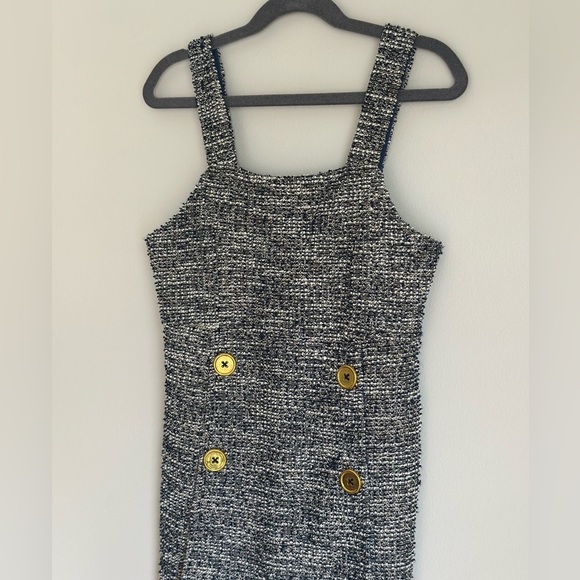 Bonnie Jean Girls Boucle Romper Dress Front Buttons Navy/white Size 8 - Picture 2 of 8